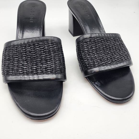 M. Gemi The Nadia Black Woven Leather Open Toe Block Heel EU 38 US 7.5 Sandals - Picture 3 of 8